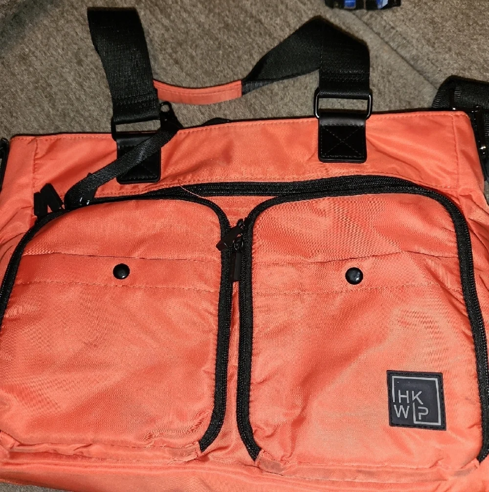 Ihkwip Orange Tote Bag with Dual Front Pockets